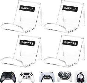 img 4 attached to 🎮 OAPRIRE Game Controller Wall Mount Holder Stand (4 Pack) for Xbox ONE PS4 PS5 STEAM Switch PC, Universal Gamepad Controller Accessories with 4 Cable Clips - Build Your Ultimate Game Fortresses - Transparent