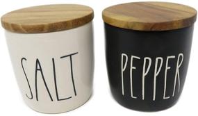 img 2 attached to 🧂 Rae Dunn Magenta 2-Piece Ceramic Salt & Pepper Cellar Set - SALT/PEPPER LL