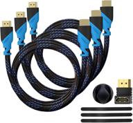 huai xian ke 3pack 4k hdmi 2.0 cable - high-speed, 18gbps, 3d, 2160p, 1080p, ethernet, hdr 🔌 - compatible with tv, blu-ray player, ps4/ps3, pc, fire tv - 6ft nylon braided hdmi cord for gaming monitor logo