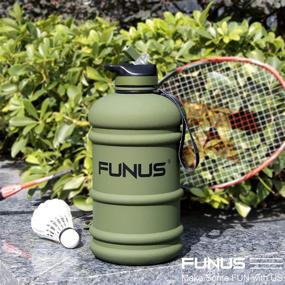 img 3 attached to 💧 Fulfill Your Hydration Goals with FUNUS BPA Free Half Gallon Water Bottle, Perfect for Fitness, Sports, and Outdoor Activities - Army Green, 2.2L