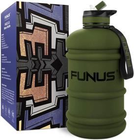 img 4 attached to 💧 Fulfill Your Hydration Goals with FUNUS BPA Free Half Gallon Water Bottle, Perfect for Fitness, Sports, and Outdoor Activities - Army Green, 2.2L