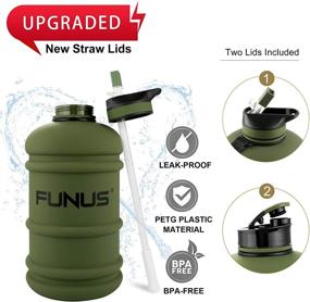 img 1 attached to 💧 Fulfill Your Hydration Goals with FUNUS BPA Free Half Gallon Water Bottle, Perfect for Fitness, Sports, and Outdoor Activities - Army Green, 2.2L