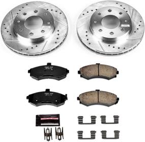 img 1 attached to 🚗 Upgrade your vehicle: Power Stop K1093 Front Z23 Carbon Fiber Brake Pads with Drilled & Slotted Brake Rotors Kit