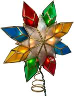 🌟 kurt adler 10-light multi-color capiz star tree topper: sparkling christmas decor for a festive tree! логотип