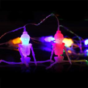 img 1 attached to 👻 Skeleton Lights Halloween String Lights - 10ft 20 LEDs Skeletons Halloween Lights Decoration, Battery-Powered with 2 Lighting Modes, Spooky Halloween Lights for Party Patio Indoor Outdoor