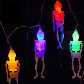 img 4 attached to 👻 Skeleton Lights Halloween String Lights - 10ft 20 LEDs Skeletons Halloween Lights Decoration, Battery-Powered with 2 Lighting Modes, Spooky Halloween Lights for Party Patio Indoor Outdoor