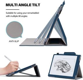 img 3 attached to 📘 Ayotu Складной чехол для бумажного планшета Remarkable 2 10.3" 2020 года - многоугольный дизайн, держатель для ручки, функция опоры для руки, умная эластичная лента - синий (не совместим с Remarkable 1)