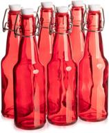 🍺 11 oz. red glass grolsch beer bottle (6-pack) – airtight seal, swing top, quart size – ideal for home brewing & fermenting of alcohol, kombucha tea, wine, homemade soda logo