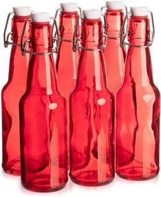 img 4 attached to 🍺 11 oz. Red Glass Grolsch Beer Bottle (6-pack) – Airtight Seal, Swing Top, Quart Size – Ideal for Home Brewing & Fermenting of Alcohol, Kombucha Tea, Wine, Homemade Soda