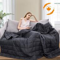 🌑 20 lbs heavy weighted blanket for adults - king size 7-layer cooling blanket with glass beads - 100% cotton - body weight between 180lbs-210lbs - dark gray logo