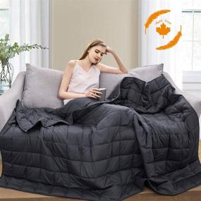 img 4 attached to 🌑 20 lbs Heavy Weighted Blanket for Adults - King Size 7-Layer Cooling Blanket with Glass Beads - 100% Cotton - Body Weight Between 180lbs-210lbs - Dark Gray