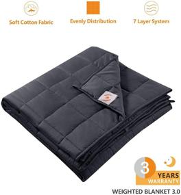 img 3 attached to 🌑 20 lbs Heavy Weighted Blanket for Adults - King Size 7-Layer Cooling Blanket with Glass Beads - 100% Cotton - Body Weight Between 180lbs-210lbs - Dark Gray