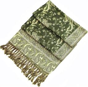 img 2 attached to Sakkas Double Jacquard Paisley Pashmina Women's Accessories
