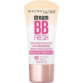 img 4 attached to 💧 Maybelline Dream Fresh Hydrating BB Cream, 8-in-1 Skin Perfecting Beauty Balm SPF 30, Sheer Tint Coverage, Oil-Free, Light/Medium, 1 fl oz