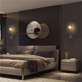 img 1 attached to 🌟 KCO Lighting 1-Light Gold and Black Sconces Wall Light - Modern Wall Mounted Sconce with Globe Glass Shade and Long Arm, Ideal for Bedroom and Hallway Decor (Amber, 2 Pack)