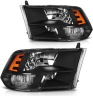 сборка фар dwvo для dodge ram 1500 2500 3500 2009-2018 гг. - замена квадратных фар | черное корпусное исполнение, янтарный отражатель | только для квадратных моделей логотип