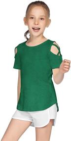 img 1 attached to 💃 Stylish Summer Cotton Short Sleeve Tunic Shirts: Greatchy Girls Crew Neck Tee T-Shirts with Cold Shoulder