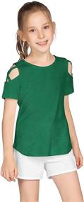 img 4 attached to 💃 Stylish Summer Cotton Short Sleeve Tunic Shirts: Greatchy Girls Crew Neck Tee T-Shirts with Cold Shoulder