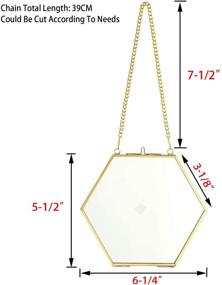 img 3 attached to JuxYes Set of 2 Hexagon Wall Hanging Photo Frame - Elegant Golden Glass Picture Artwork Display Frame - Floating Double Glass Gallery Wall Frame for Photos, Pictures, Posters, and More