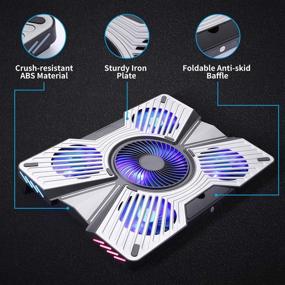 img 2 attached to 💻 Coolertek RGB Laptop Cooling Pad with Metal Panel - USB Powered Cooling Stand for Gaming Laptops (14-17.3 inch) | 5 Silent Fans, Dual USB 2.0 Ports