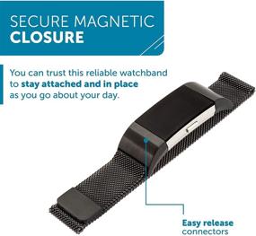 img 3 attached to 🕶️ Black Designer Stainless Steel Mesh Fitbit Charge 2 Band by WITHit – Secure, Adjustable Fitbit Watch Band Replacement with Magnetic Closure, Fits Most Wrists, Sweat-Resistant Accessories