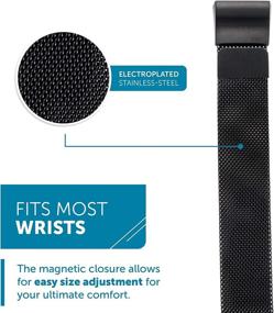 img 2 attached to 🕶️ Black Designer Stainless Steel Mesh Fitbit Charge 2 Band by WITHit – Secure, Adjustable Fitbit Watch Band Replacement with Magnetic Closure, Fits Most Wrists, Sweat-Resistant Accessories