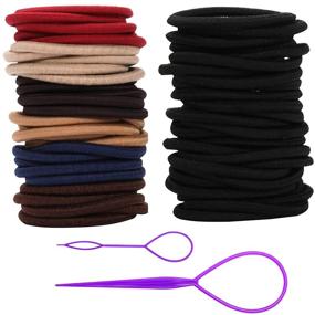 img 4 attached to 👱 Luumxai 50 PCS Hair Ties: High Stretch Rubber Hair Bands for Thick and Curly Hair - No Metal Elastic Hair Bands