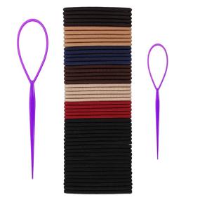 img 3 attached to 👱 Luumxai 50 PCS Hair Ties: High Stretch Rubber Hair Bands for Thick and Curly Hair - No Metal Elastic Hair Bands