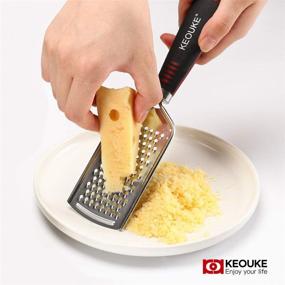 img 3 attached to KEOUKE Kitchen Grater Set - 3-in-1 Cheese Grater, Zester, and Hand-held Grater for Cheese, Nutmeg, Potato, Ginger, Lemon, and Garlic