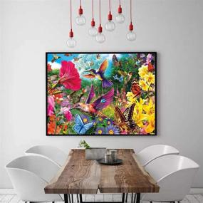 img 2 attached to 🎨 Captivating MXJSUA DIY 5D Diamond Painting Kit: Create Stunning 12X16In Hummingbird Bird Flowers Butterfly Rhinestone Art Craft for Home Wall Decor