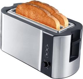 img 4 attached to Collabvine Toaster 4 Slice: 10 Inch Long Slot, Extra-Wide Stainless Steel Toaster for Evenly Toasting, Reheating, and Defrosting - Silver