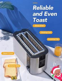 img 1 attached to Collabvine Toaster 4 Slice: 10 Inch Long Slot, Extra-Wide Stainless Steel Toaster for Evenly Toasting, Reheating, and Defrosting - Silver