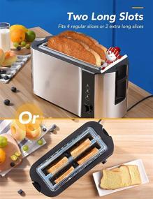 img 3 attached to Collabvine Toaster 4 Slice: 10 Inch Long Slot, Extra-Wide Stainless Steel Toaster for Evenly Toasting, Reheating, and Defrosting - Silver