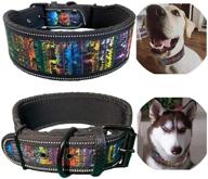 🐶 reflective dog collar: heavy duty, adjustable, padded & soft lining for medium & large dogs - 1 pcs, 2" width logo