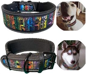 img 4 attached to 🐶 Reflective Dog Collar: Heavy Duty, Adjustable, Padded & Soft Lining for Medium & Large Dogs - 1 Pcs, 2" Width