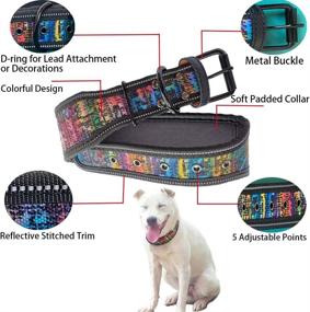 img 2 attached to 🐶 Reflective Dog Collar: Heavy Duty, Adjustable, Padded & Soft Lining for Medium & Large Dogs - 1 Pcs, 2" Width