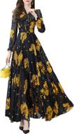 🌸 vintage tie neck floral ruffled lantern sleeve maxi dress for women - flowy fall winter fashion logo