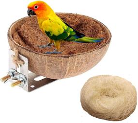 img 4 attached to Tfwadmx Coconut Shell Bird Nesting Box: Premium Breeding Hut for Parakeets, Parrots, and Cockatiels - Includes Accessories & Toys for Optimal Breeding and Hatching