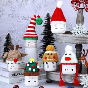 img 4 attached to 🎅 Assorted Style Christmas Marshmallow Mug Hat Crochet Toppers - 6 Piece Set for Christmas Winter Tray Decor, Mug Not Included