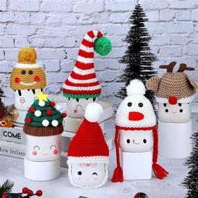 img 3 attached to 🎅 Assorted Style Christmas Marshmallow Mug Hat Crochet Toppers - 6 Piece Set for Christmas Winter Tray Decor, Mug Not Included