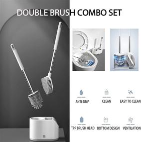 img 2 attached to 🚽 Toilet Brush and Silicone Toilet Bowl Brush Set (2PC), with Gloves & Holder - Ideal Toilet Cleaning Brush for Bathroom