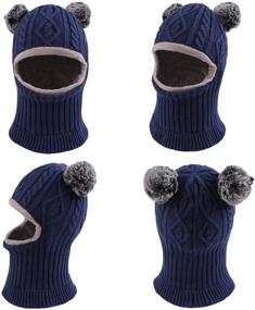 img 3 attached to 🧣 Warm Knitted Earflap Boys' Accessories with Pompom for Winter in Hats & Caps