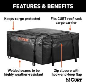 img 2 attached to CURT 18220 38 x 34 x 18-Inch Black Vinyl Cargo Bag for Roof Basket - Weather-Resistant & Durable