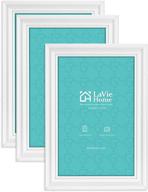 lavie home 4x6 picture frames (3 pack, white) - elegant beveled detail design, display on wall or tabletop with high definition glass - perfect home decor, set of 3 basic collection логотип