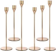 🕯️ anndason set of 6 gold candlestick holders taper candle holders for home decor, wedding, dining, party, anniversary - decorative candle holders in gold logo