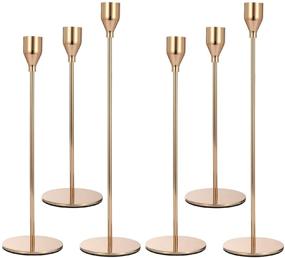 img 4 attached to 🕯️ Anndason Set of 6 Gold Candlestick Holders Taper Candle Holders for Home Decor, Wedding, Dining, Party, Anniversary - Decorative Candle Holders in Gold