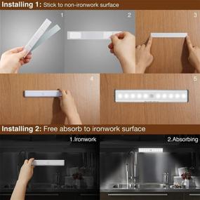 img 1 attached to 🔦 Ultra-Thin 10-LED Wireless Motion Sensor Under Cabinet LED Lighting with Rechargeable Magnetic Light. Easy to Install and Portable. USB Charging & Motion Activated for Wardrobe, Closet, Cabinet, and Kitchen.