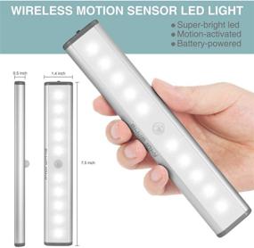 img 2 attached to 🔦 Ultra-Thin 10-LED Wireless Motion Sensor Under Cabinet LED Lighting with Rechargeable Magnetic Light. Easy to Install and Portable. USB Charging & Motion Activated for Wardrobe, Closet, Cabinet, and Kitchen.
