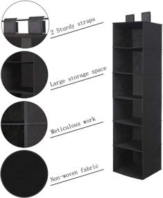 img 2 attached to MustQ Hanging Closet Organizer: Space-Saving 6-Shelves Sweater Organizer | Black Hanging Storage Shelves with Widen Straps