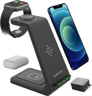 🔌 qi certified wireless charging station for multiple devices - includes apple watch charger 6,5,4,3,2 & airpods pro - compatible with iphone 12 11 pro max xs x xr 8 (with qc 3.0 adapter) logo